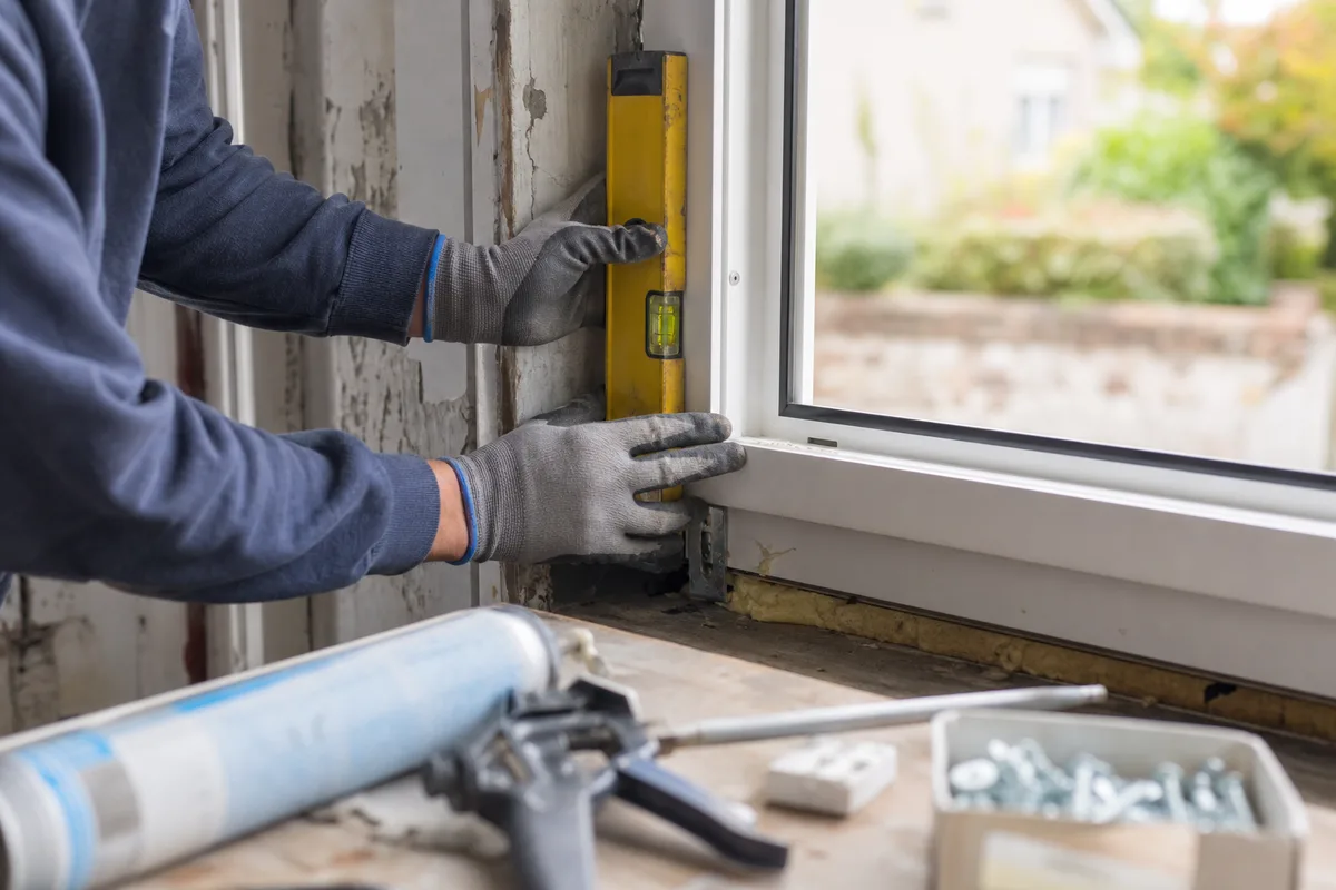 Pose d&rsquo;une fenêtre neuve sur dormant existant dans une maison en rénovation